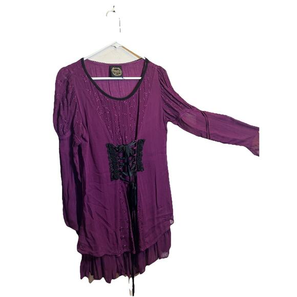 FUNHOUSE top Burgundy renaissance wench blouse costume Steampunk - Picture 1 of 2